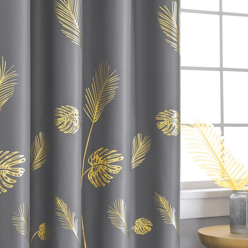 Estelar Textiler Extra Wide Blackout curtain 120W x 96L Inch Long Gold Palm Tree curtain Energy Saving curtain Light Blocking Window Drape for Sliding Door  10ft Wide x 8ft Long 1 Panel - Image 3