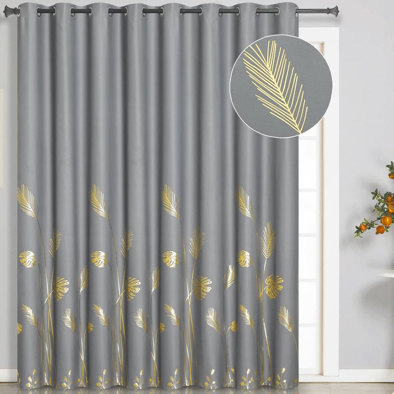 Estelar Textiler Extra Wide Blackout curtain 120W x 96L Inch Long Gold Palm Tree curtain Energy Saving curtain Light Blocking Window Drape for Sliding Door  10ft Wide x 8ft Long 1 Panel - Image 1