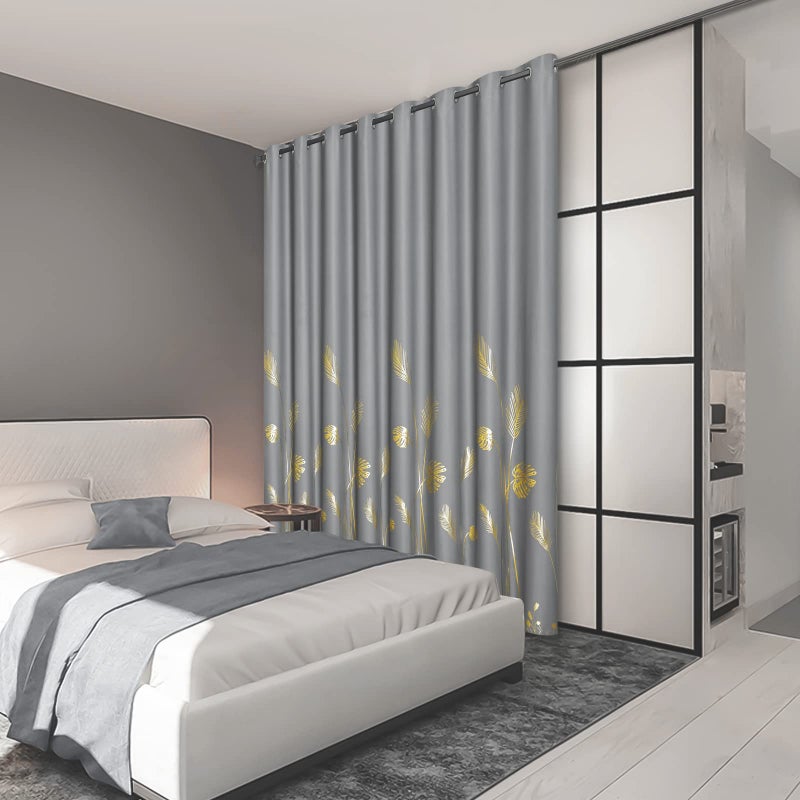 Estelar Textiler Extra Wide Blackout curtain 120W x 96L Inch Long Gold Palm Tree curtain Energy Saving curtain Light Blocking Window Drape for Sliding Door  10ft Wide x 8ft Long 1 Panel - Image 2