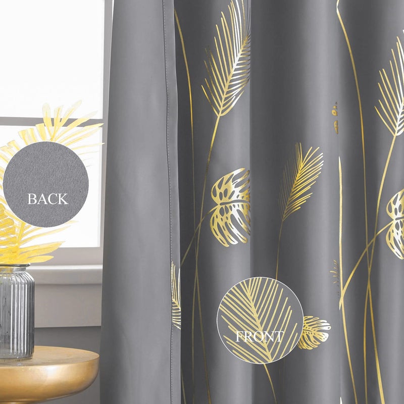 Estelar Textiler Extra Wide Blackout curtain 120W x 96L Inch Long Gold Palm Tree curtain Energy Saving curtain Light Blocking Window Drape for Sliding Door  10ft Wide x 8ft Long 1 Panel - Image 5
