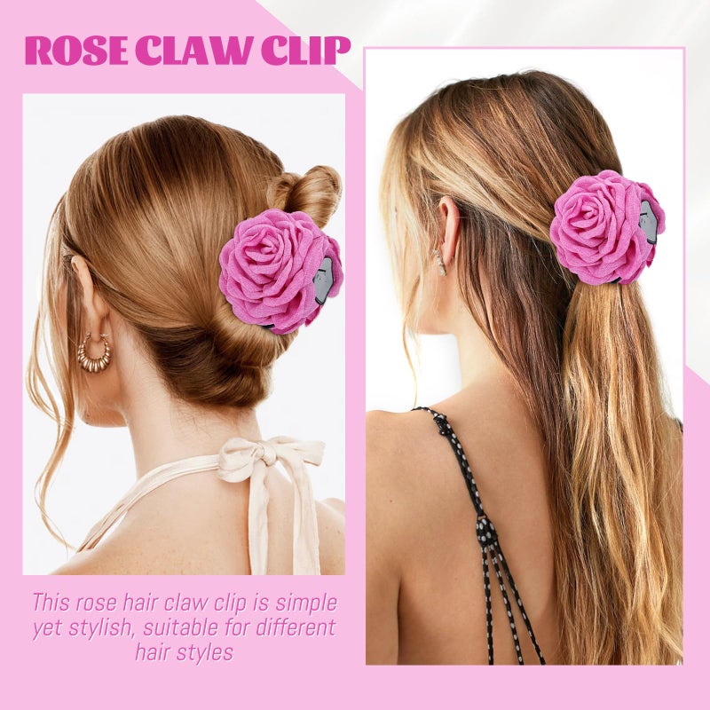 Cinaci 6 Pieces 9cm/3.5" Retro Flower Rose Hair Claws Clips with Strong Hold Floral Updo Hair Clips Barrettes Accessories for Women Girls - Image 4