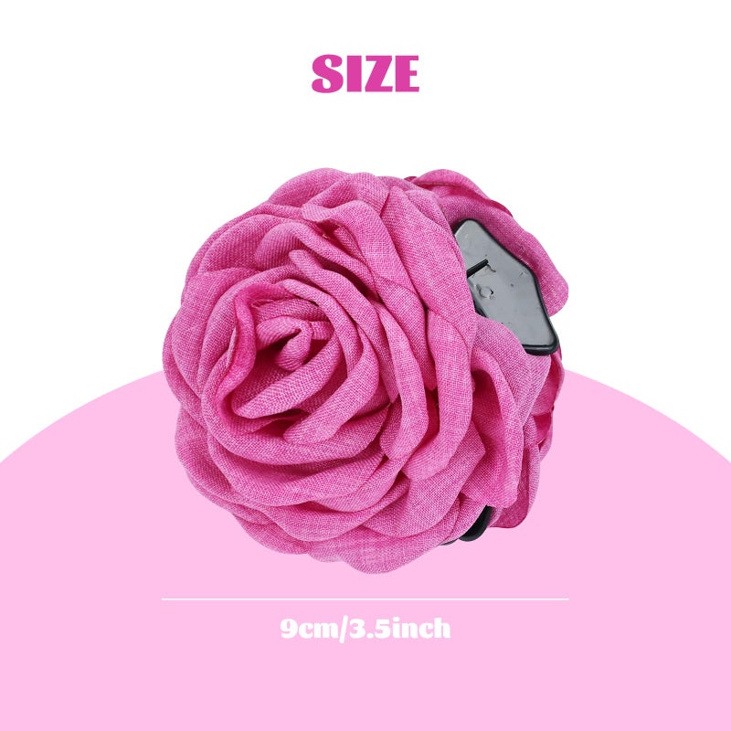 Cinaci 6 Pieces 9cm/3.5" Retro Flower Rose Hair Claws Clips with Strong Hold Floral Updo Hair Clips Barrettes Accessories for Women Girls - Image 2