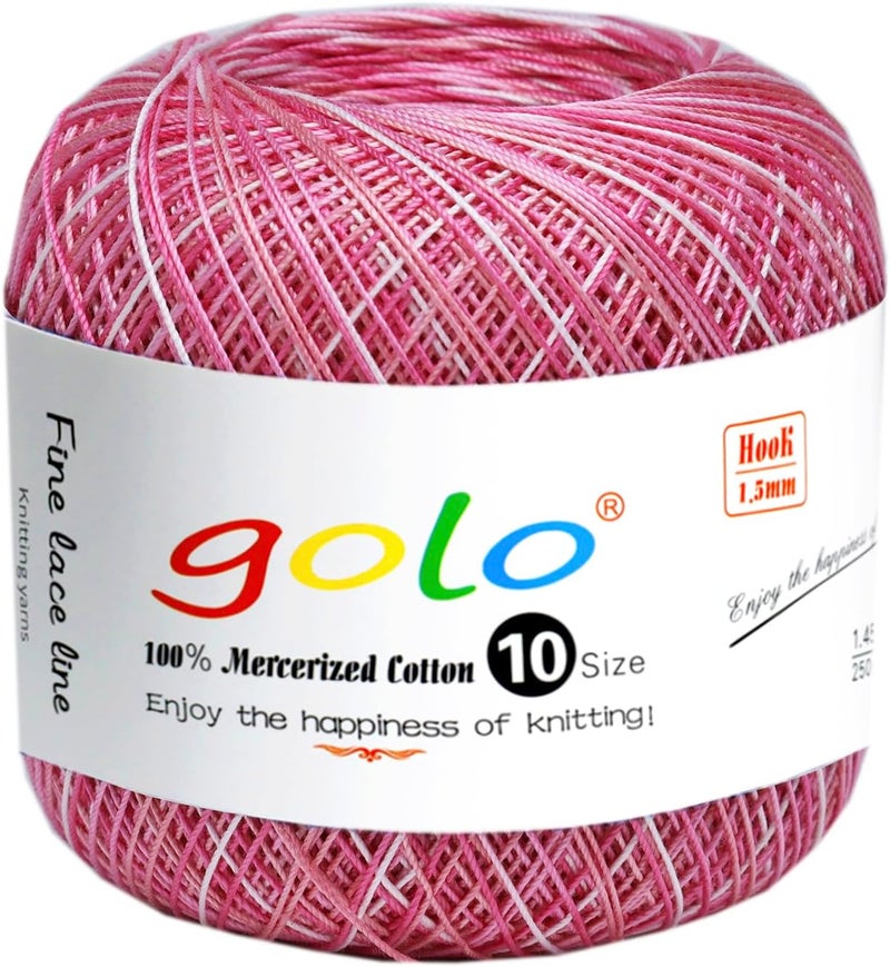 Golo Crochet Thread Size10 Yarn for Hand Knitting Lace Thread Pink D95 - Image 1