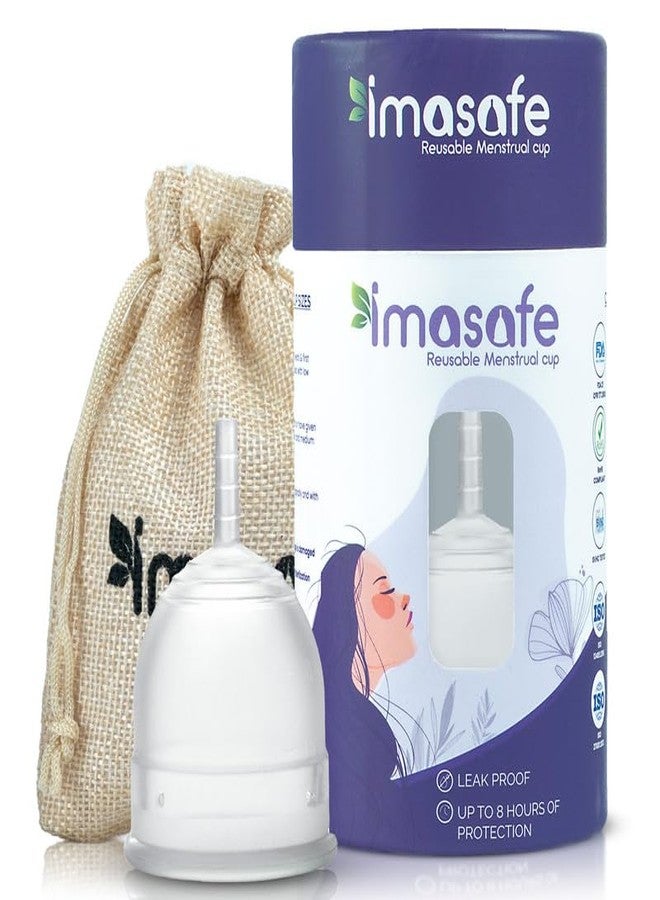 Imasafe Reusable Menstrual Cup for Women with Stem for Easy Removal for Rash-free Periods | 8 Hours of Leaks-Free Comfort | 100% Biocompatible Medical-Grade Silicone Cups -U Shape (Medium Size) - Image 1