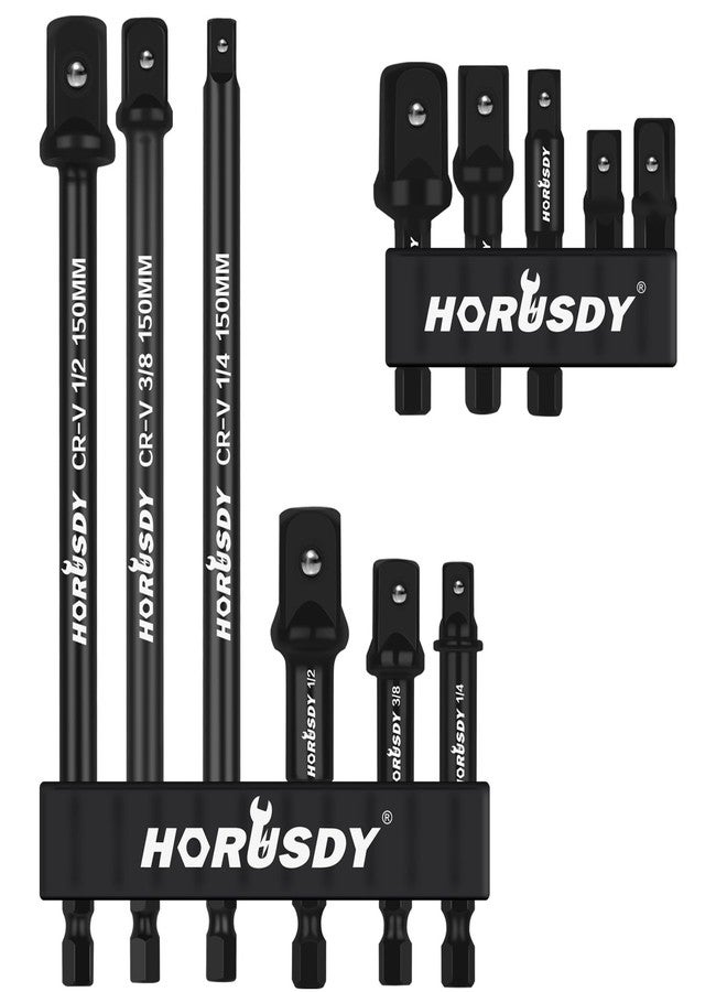 HORUSDY 11-Piece Impact Socket Adapter Set, 1/4-Inch Hex Shank, Cr-V Steel High Torque Drill Extension Bits, 1/4" 3/8" 1/2" Impact Driver Socket Adapters with Storage Holder - Image 1