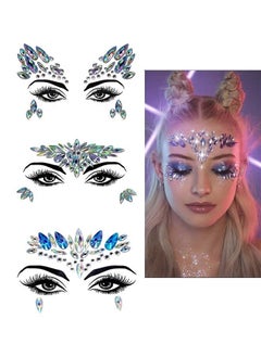 3 Sets Makeup Ball Face Decoration Face Jewels Stickers Face Gems Temporary Tattoo Stickers Face Crystal with Acrylic Diamond Face patch for Festival Rave Carnival Party Dance Party