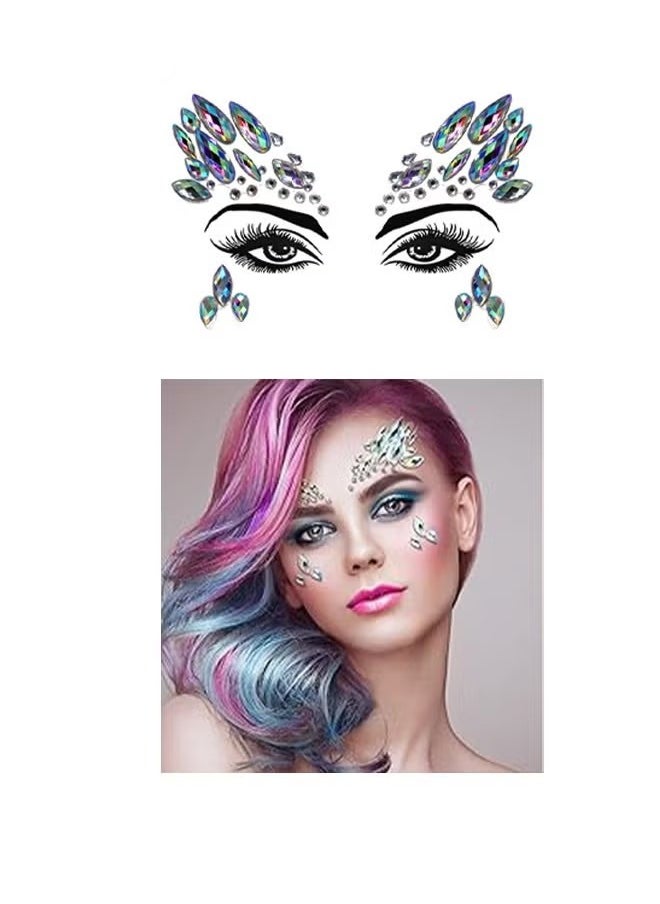 Generic - 3 Sets Makeup Ball Face Decoration Face Jewels Stickers Face Gems Temporary Tattoo Stickers Face Crystal with Acrylic Diamond Face patch for Festival Rave Carnival Party Dance Party - Image 1
