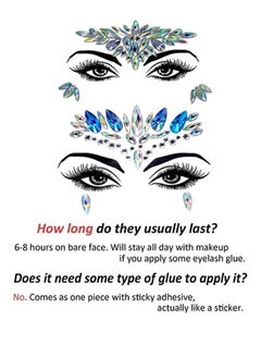 Generic 3 Sets Makeup Ball Face Decoration Face Jewels Stickers Face Gems Temporary Tattoo Stickers Face Crystal with Acrylic Diamond Face patch for Festival Rave Carnival Party Dance Party  - Image 3