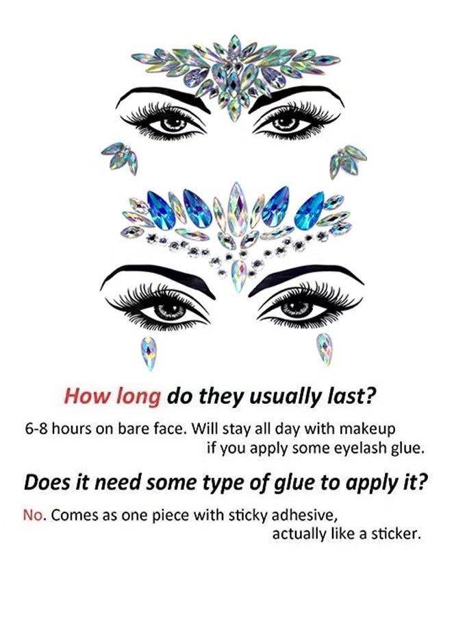 Generic - 3 Sets Makeup Ball Face Decoration Face Jewels Stickers Face Gems Temporary Tattoo Stickers Face Crystal with Acrylic Diamond Face patch for Festival Rave Carnival Party Dance Party - Image 1