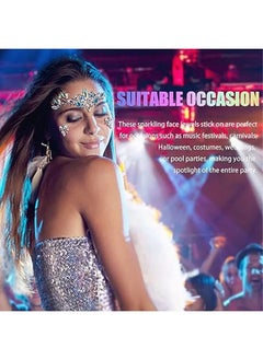 Generic 3 Sets Makeup Ball Face Decoration Face Jewels Stickers Face Gems Temporary Tattoo Stickers Face Crystal with Acrylic Diamond Face patch for Festival Rave Carnival Party Dance Party  - Image 4