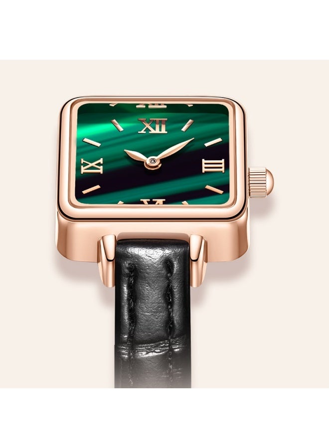 Mark Fairwhale Women's Square Watch - Retro Design Green Dial with Black Strap, Water-Resistant Luxury Style - Image 2