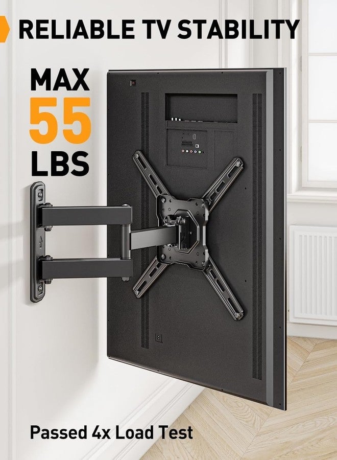 Perlegear Full Motion TV Wall Mount for 23-55 Inch LED LCD Flat Curved TVs with Swivel Articulating Extends Tilt Arm fit Max VESA 400x400mm up to 88lbs - Image 4