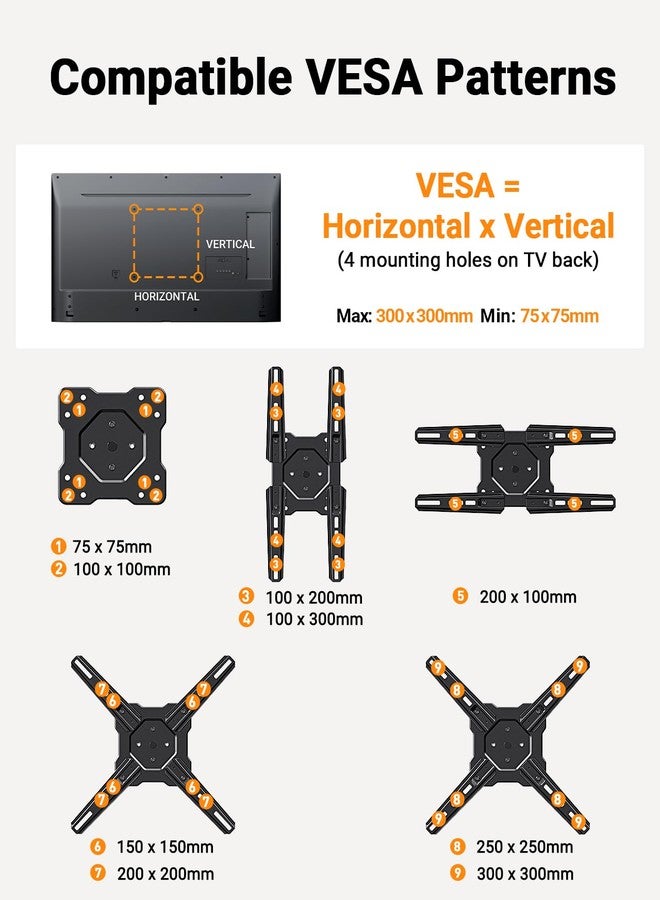 Perlegear Full Motion TV Wall Mount for 23-55 Inch LED LCD Flat Curved TVs with Swivel Articulating Extends Tilt Arm fit Max VESA 400x400mm up to 88lbs - Image 3