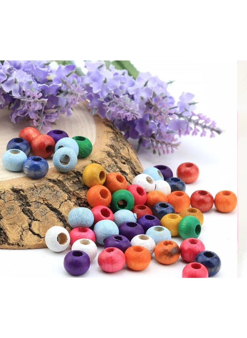 TıkTık AL Mixed Color Wooden Beads, 10 mm Round, 100 gr (±320 Pieces)  - Image 1
