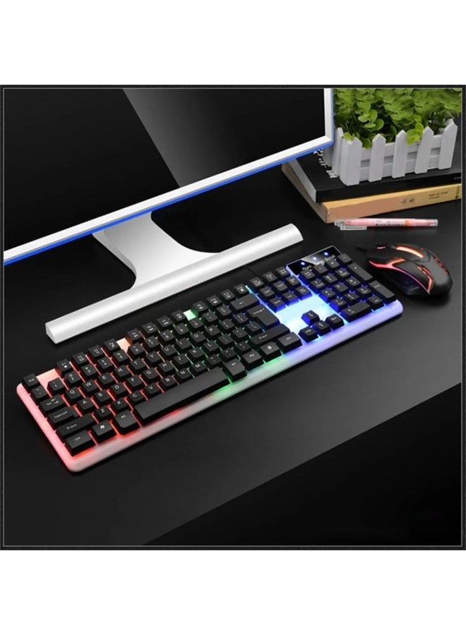 Keyboard and Mouse Set Wired Gaming Keyboard and Mouse Multicolor Lights Metal Panel for Laptop Desktop Computer - Image 2