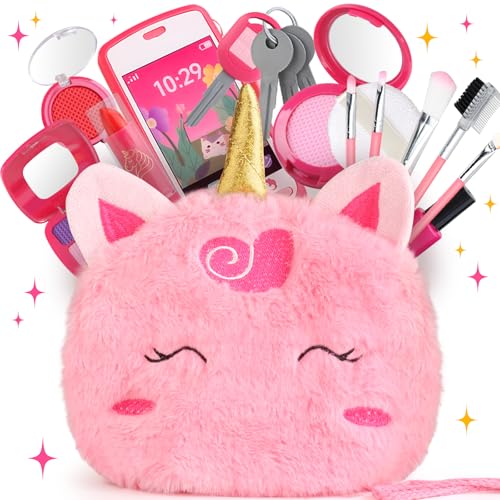 Woumserta Unicorn Pretend Makeup for Toddlers Fake Makeup Set for Kids Unicorn Gifts Play Makeup Kit for Little Girls Age 3 4 5 6 Pretend Play Toys for 3 4 5 6 Year Old Girls Birthday Gifts - Image 1
