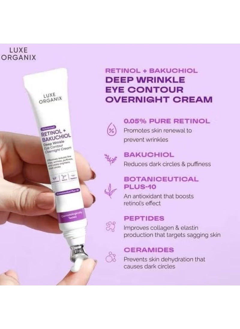 LUXE ORGANIX Advanced Retinol and Bakuchiol Deep Wrinkle Eye Contour Cream 12g  - Image 5