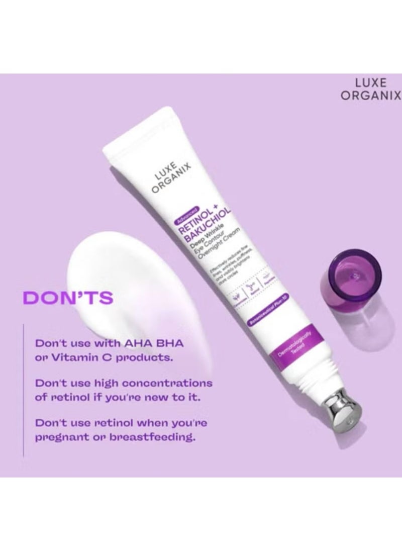 LUXE ORGANIX Advanced Retinol and Bakuchiol Deep Wrinkle Eye Contour Cream 12g  - Image 3