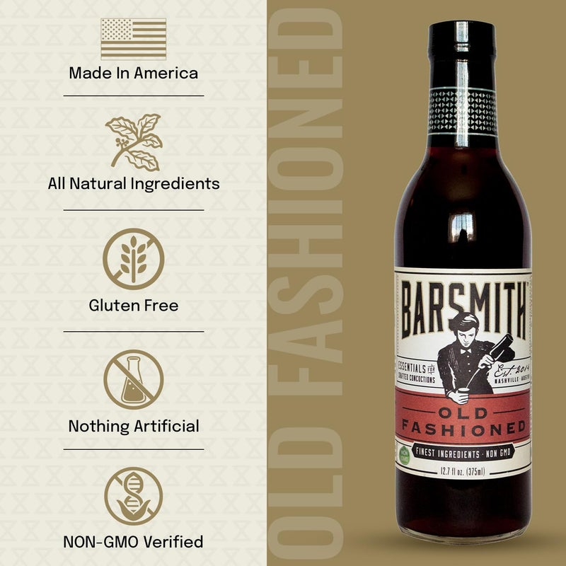 Barsmith Old Fashioned Mix - Classic Whiskey Drink Mixer w/Sweetness, Cherry, Citrus & Bitters - Premium Non-GMO Drink Mixer - Perfect for Bourbon Cocktails & Home Bars - 12.7 oz Bottles (Pack of 2) - Image 3