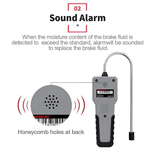 kingbolen Brake Fluid Tester, High Precision Car Brake Fluid Detector, Hydraulic Fluid/Liquid/Oil Moisture Analyzer with LCD Screen Audible Alarm DOT3 DOT4 DOT5.1 Tester,Automotive Replacement Level Sensors - Image 2