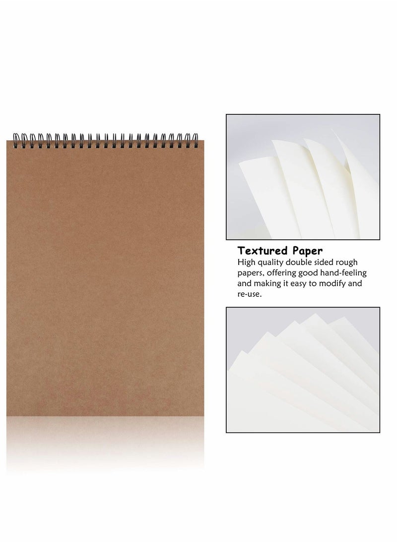 KASTWAVE - Sketchbook A4 Sketch Book Drawing Pad with 60 Pages 30 Sheets Sketch Pad Spiral Bound Kraft Cover Hardback Art Book 2 Pack - Image 1