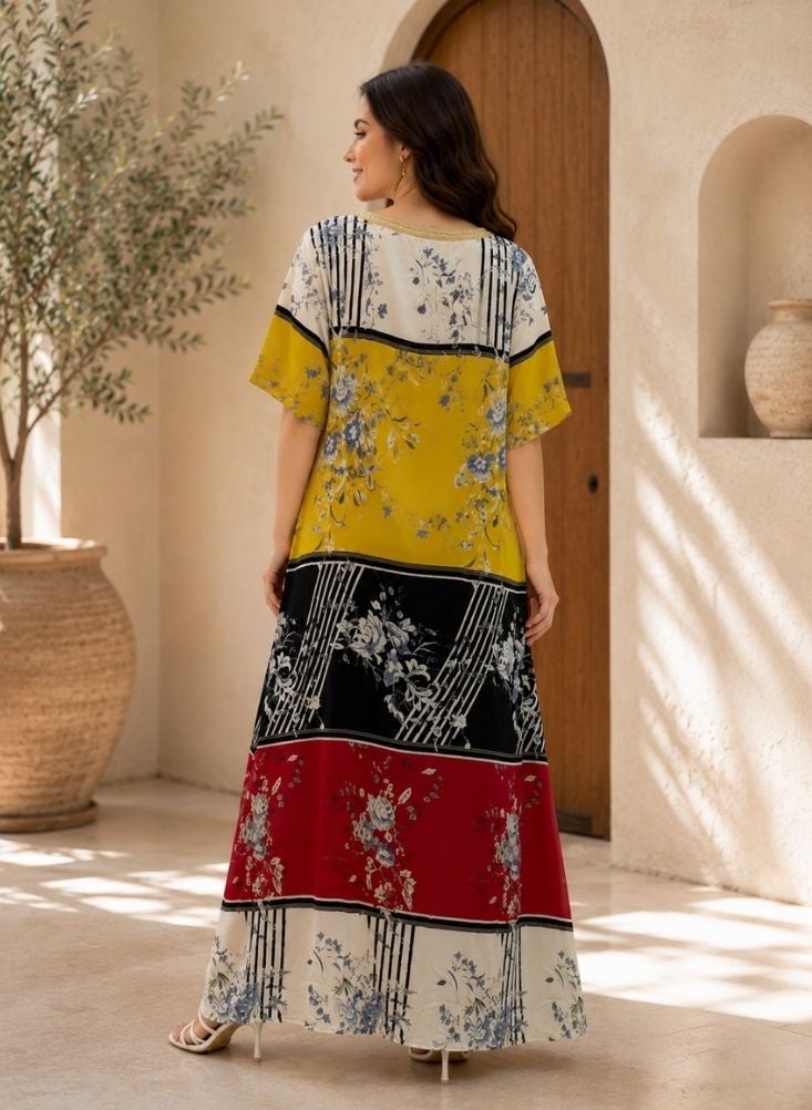 Comfort Jalabiya Floral Printed Maxi Dress - Image 4