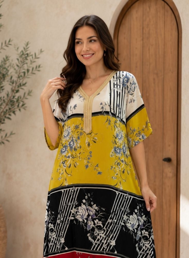 Comfort Jalabiya Floral Printed Maxi Dress - Image 2