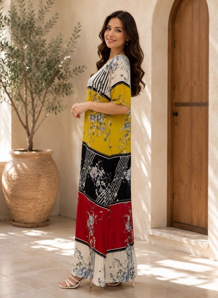 Comfort Jalabiya Floral Printed Maxi Dress - Image 3