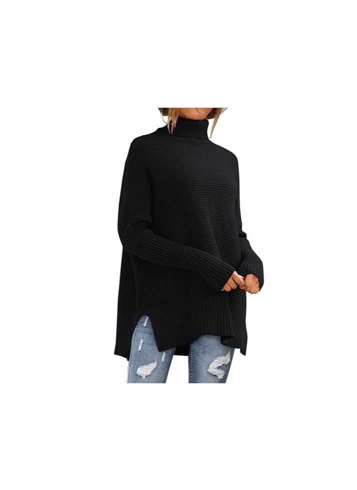 Trendy Oversized Turtleneck Sweater for Women Long Knitted Cozy Pullover Sweaters - Image 1
