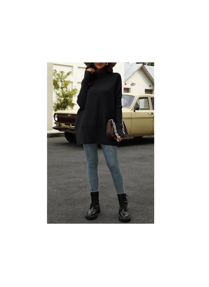 Trendy Oversized Turtleneck Sweater for Women Long Knitted Cozy Pullover Sweaters - Image 5