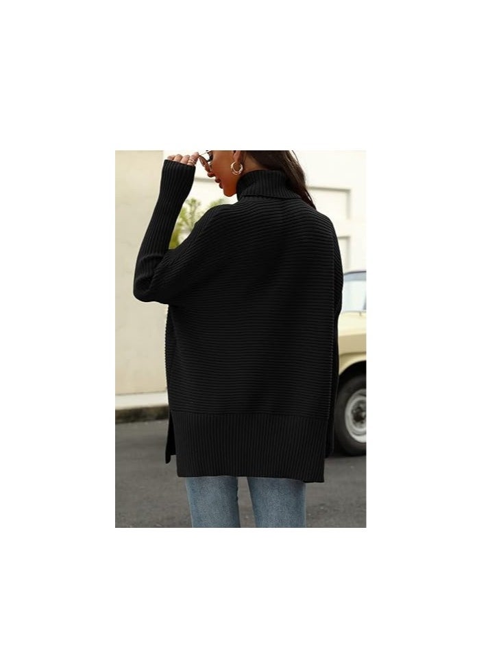 Trendy Oversized Turtleneck Sweater for Women Long Knitted Cozy Pullover Sweaters - Image 3