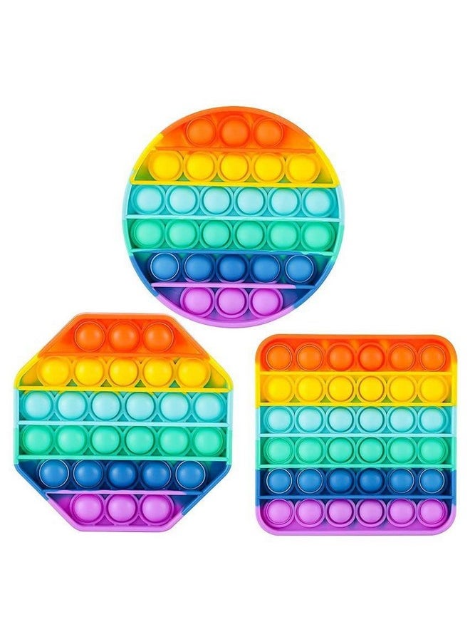 أتوراكوشون ألعاب فيدجيت من السيليكون من atorakushon Pop It، أداة تخفيف التوتر والقلق الحسية، لعبة تخفيف التوتر الخاصة للبنات والأولاد والأطفال والبالغين، 3 قطع  - Image 1