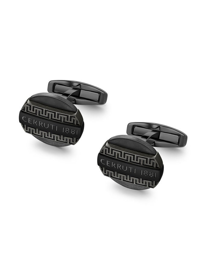 CERRUTI 1881 Modele Black and Grey Designer Cufflinks for Men  - Image 2