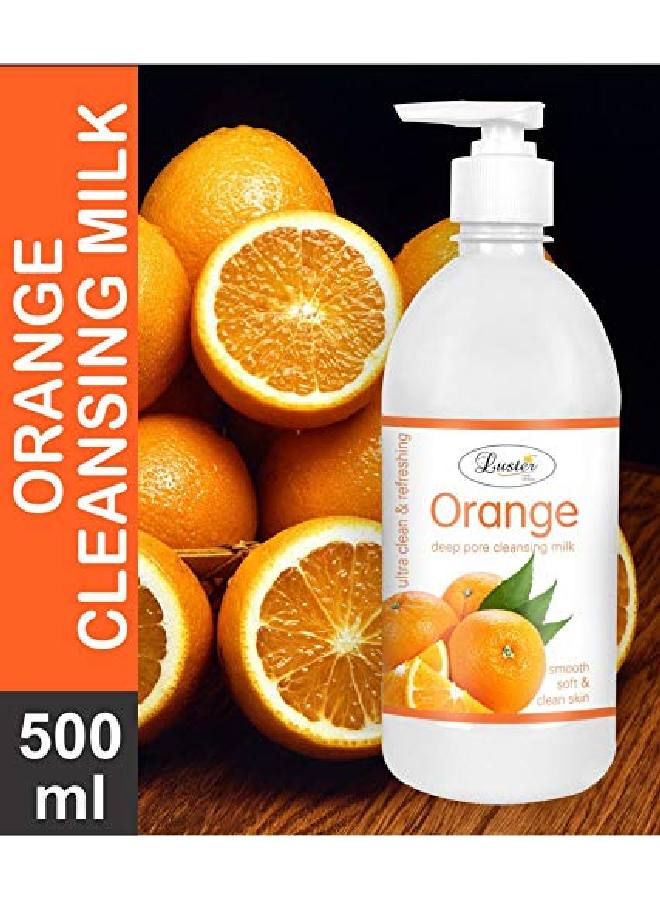 LUSTER Orange & Aloe Vera Cleansing Milk | Combo | 100% l | Smooth Soft & Deep Clean | Facial Cleanser | Makeup Remover (Paraben & Sulfate Free) 500 ml (Pack of 2) - Image 5