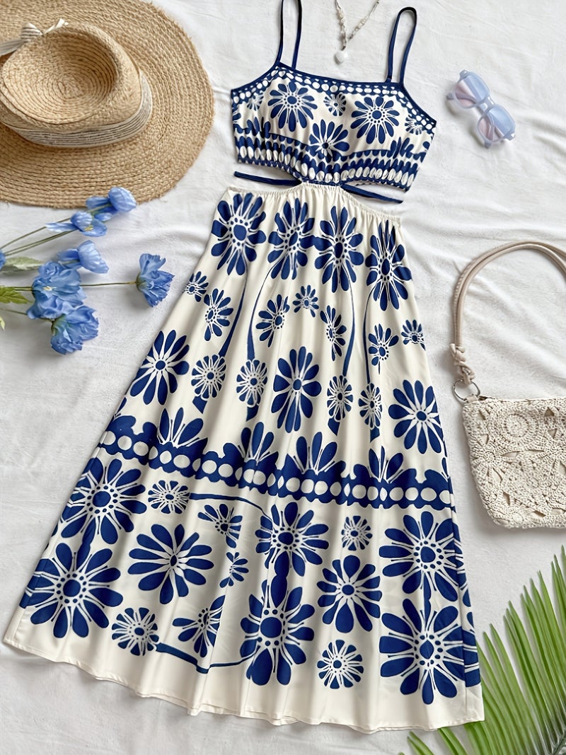 Elegant Women's Strapless\u002Fcut-out\u002Ftie-up\u002Fpositioned Print Dress - Image 2