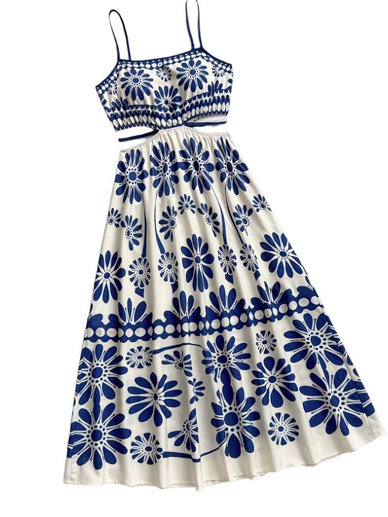 Elegant Women's Strapless\u002Fcut-out\u002Ftie-up\u002Fpositioned Print Dress - Image 1