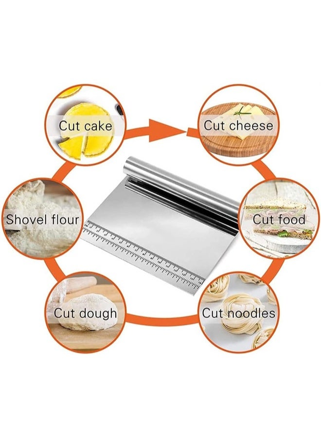 HOMESTAR Pastry Cutter, Stainless Steel Dough Scraper, Multipurpose Bench Scraper, Baking Tool with Measurement Marks for Kitchen Use - Image 4