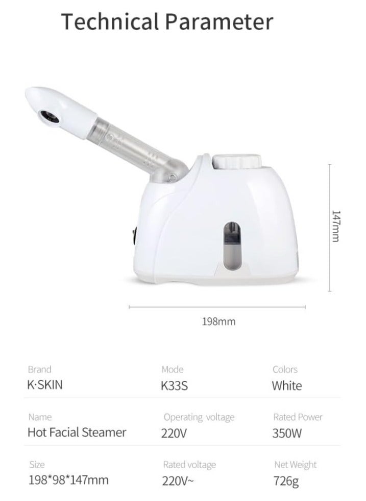 معاني جهاز بخار الوجه واستنشاق Maanys مع ذراع قابل للتمديد، مرطب ضباب دافئ لترطيب البشرة، وإزالة انسداد المسام، وتخفيف الجيوب الأنفية (أبيض) - Image 2