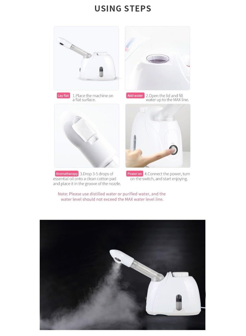 معاني جهاز بخار الوجه واستنشاق Maanys مع ذراع قابل للتمديد، مرطب ضباب دافئ لترطيب البشرة، وإزالة انسداد المسام، وتخفيف الجيوب الأنفية (أبيض) - Image 4