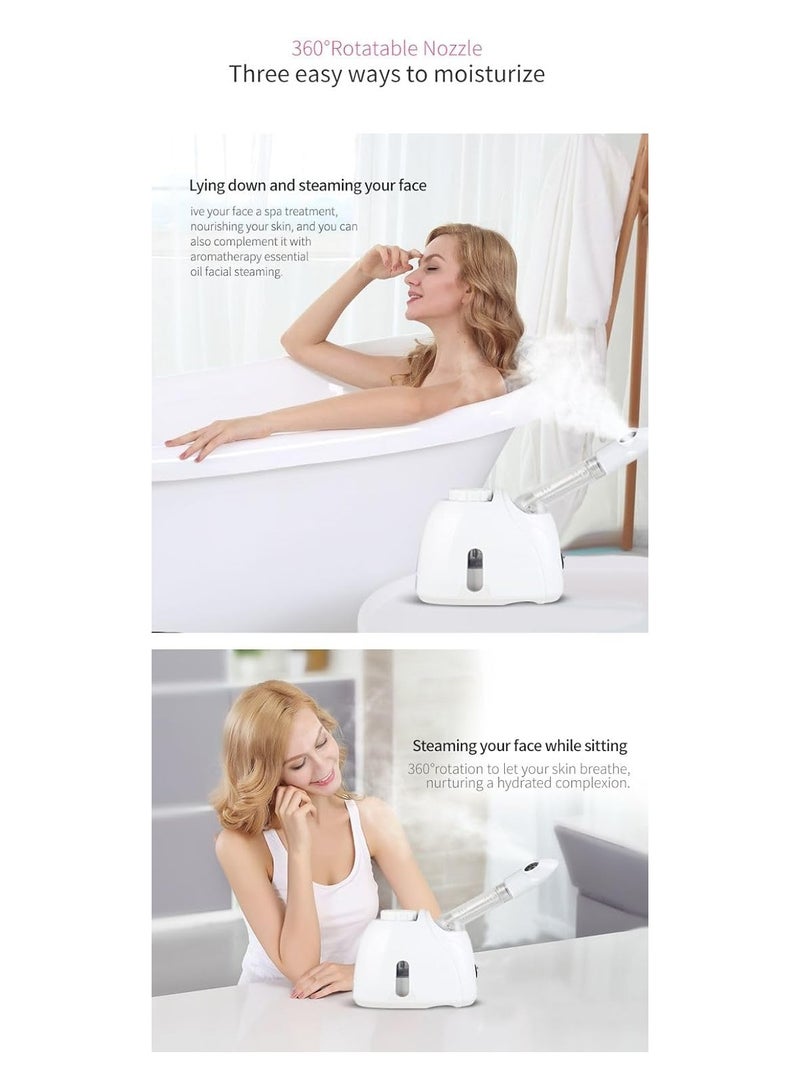 معاني جهاز بخار الوجه واستنشاق Maanys مع ذراع قابل للتمديد، مرطب ضباب دافئ لترطيب البشرة، وإزالة انسداد المسام، وتخفيف الجيوب الأنفية (أبيض) - Image 5