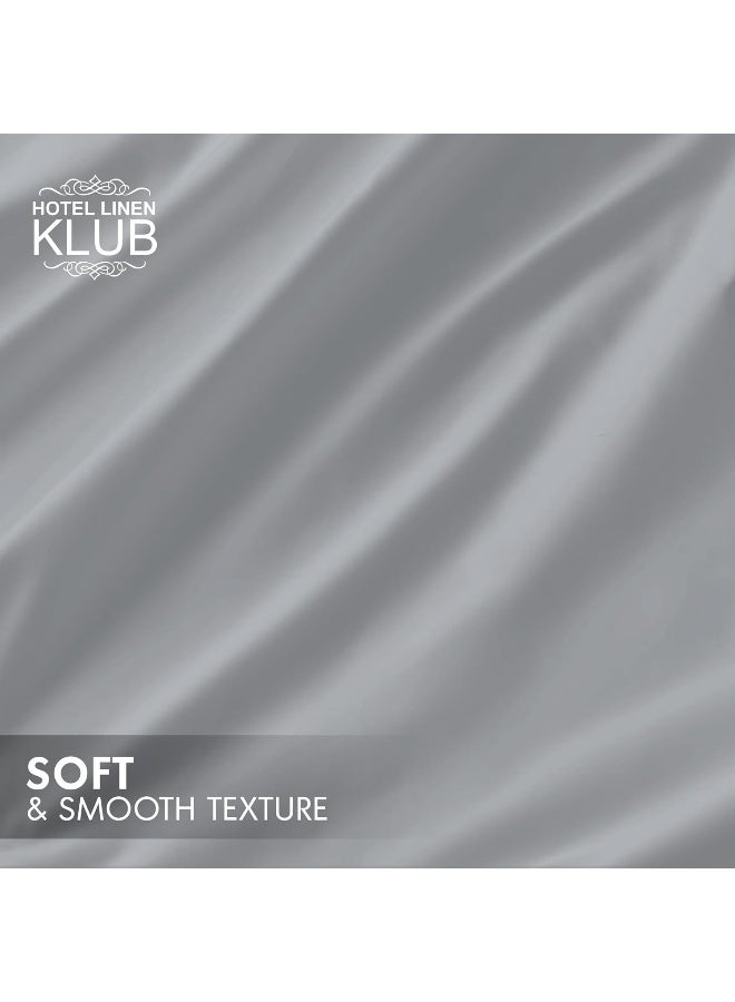 Hotel Linen Klub Hotel Linen Klub Luxury 100% Cotton 350TC Fitted Sheet Set - Ultra Soft & Breathable, Hypo Allergenic Premium Quality Bedding, Size: King 180x200+40cm deep pocket and 2pc Pillowcase 50x75cm, Silver  - Image 4