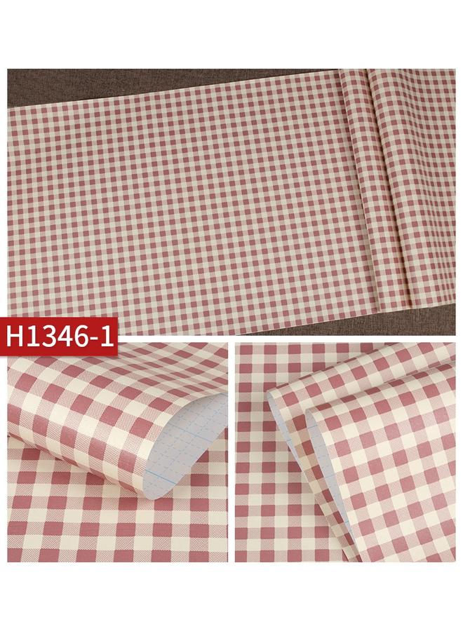 Bluejw Moisture-proof Self-adhesive Pvc Wallpaper Self-adhesive Bedroom Student Cartoon Plaid Wallpaper Cabinet Wardrobe Desktop Dormitory Sticker - Image 1