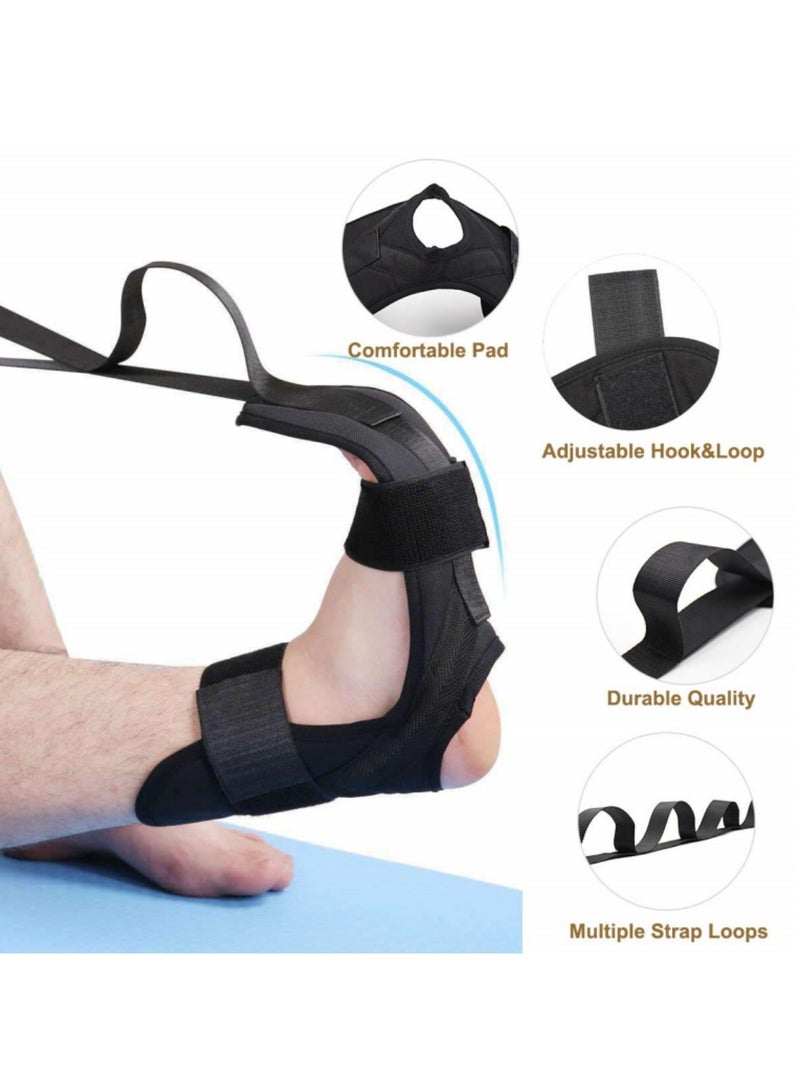 Mmmon Multifunctional Foot and Calf Stretchers, Yoga Stretch Bands, Leg Stretchers, Calf Rope Stretchers, Foot Stretchers, Yoga Muscle Relaxation Stretch Bands (Black) - Image 3