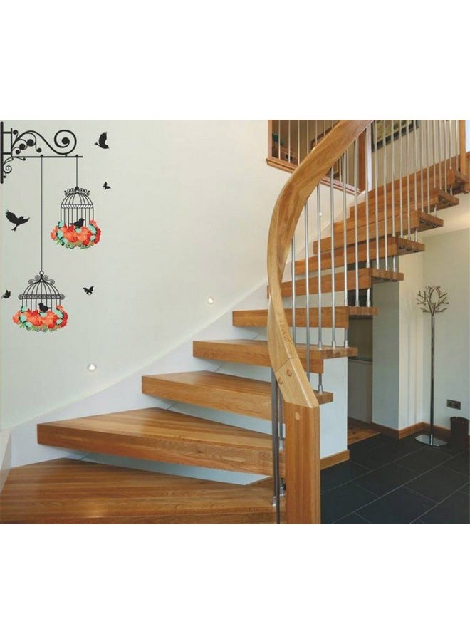 Decals Design Decals Design 'Hanging Birds Cage with Flowers' Wall Sticker (PVC Vinyl, 50 cm x 70 cm)  - Image 3