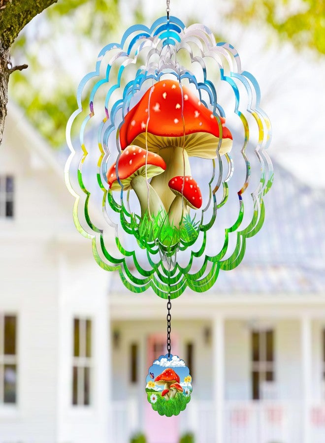 J-Fly Hanging Outdoor Garden Decor, Colorful Red Mushroom Wind Spinners, Ornaments Kinetic Yard Art, Unique Gifts for Women - Image 4