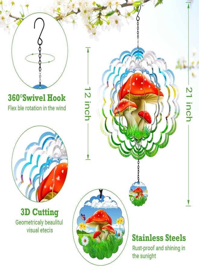 J-Fly Hanging Outdoor Garden Decor, Colorful Red Mushroom Wind Spinners, Ornaments Kinetic Yard Art, Unique Gifts for Women - Image 3