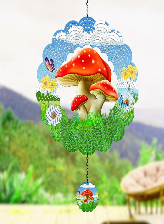 J-Fly Hanging Outdoor Garden Decor, Colorful Red Mushroom Wind Spinners, Ornaments Kinetic Yard Art, Unique Gifts for Women - Image 2