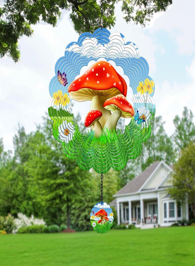 J-Fly Hanging Outdoor Garden Decor, Colorful Red Mushroom Wind Spinners, Ornaments Kinetic Yard Art, Unique Gifts for Women - Image 1