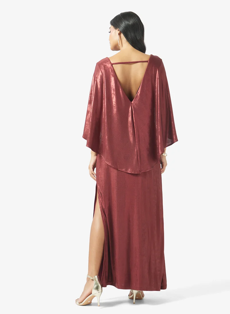 جولدن ابل Stretch Shimmer With Slit Dress