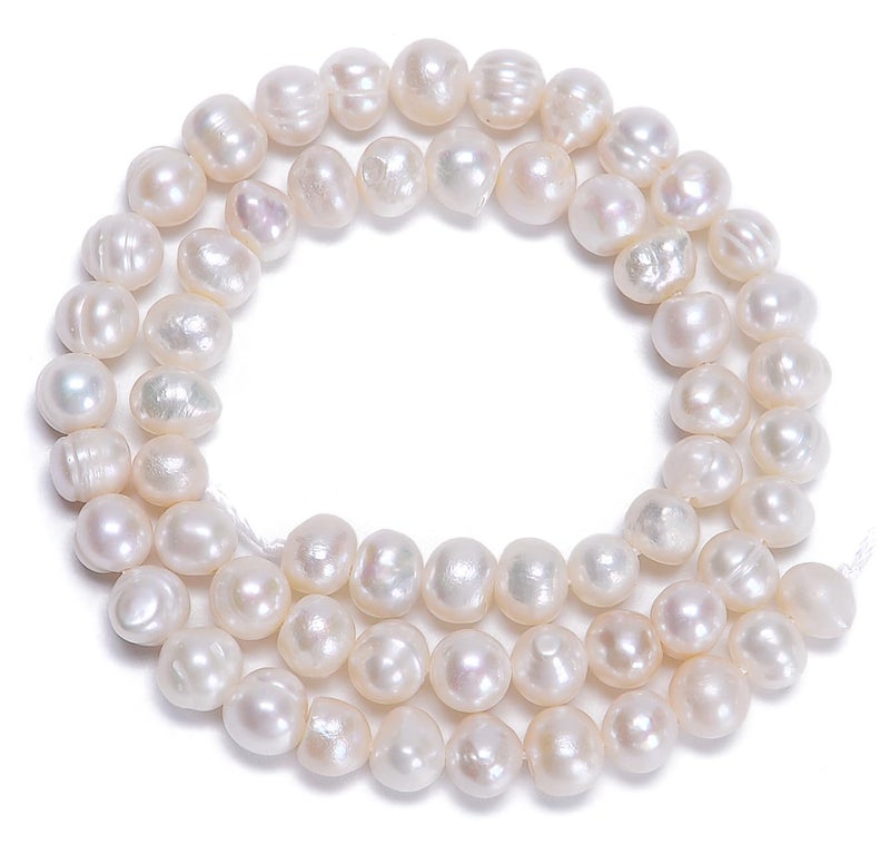 AD Beads Natural Freshwater White Pearl Round Beads 15 4mm 6mm 8mm 9mm 10mm 11mm 12mm 52mm - Image 3